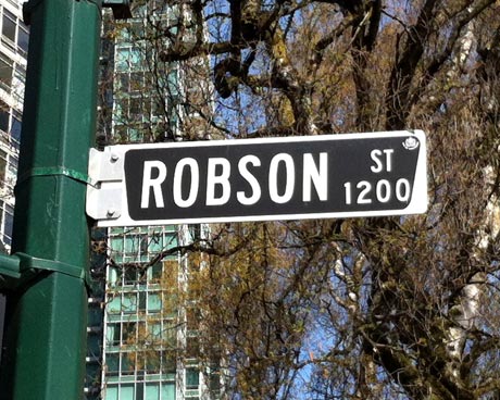 Robson Street Sign